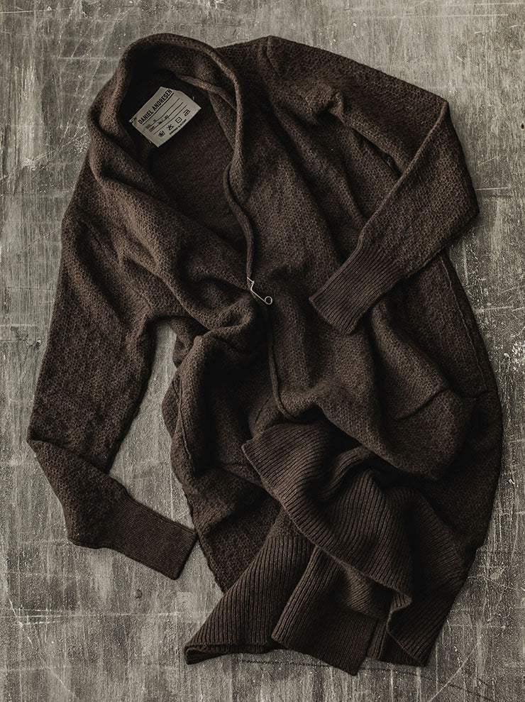 DANIEL ANDRESEN GREEN long knit cardigan / CHOCOLATE