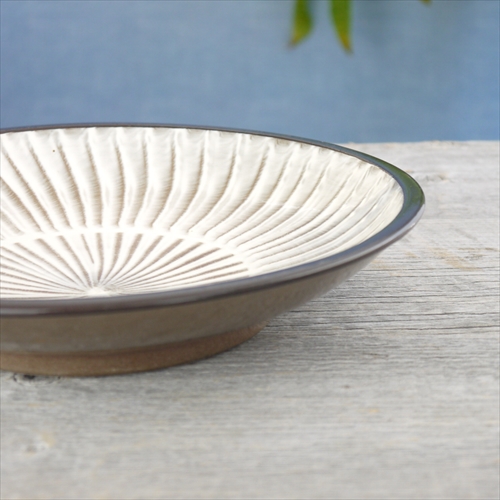 小石原焼/早川窯/8寸皿黒渕飛び鉋24 X H4.5 - テーブルライフストア