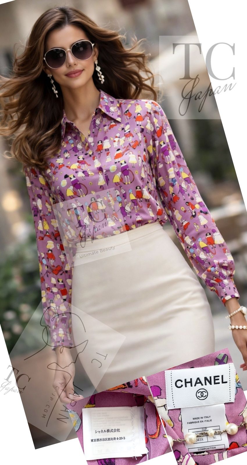 シャネル ブラウス シャツ トップス CHANEL ヴィンテージ パープル