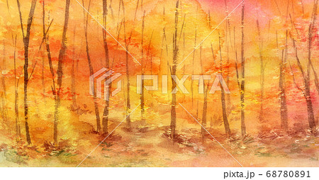 紅葉の木々の風景 水彩画のイラスト素材 [68780891] - PIXTA