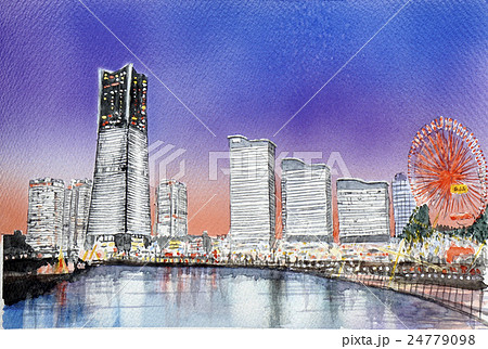 横浜・赤レンガ倉庫のスケッチ画のイラスト素材 [24779098] - PIXTA