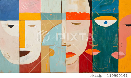 カラフルな抽象顔アートのイラスト素材 [110999141] - PIXTA