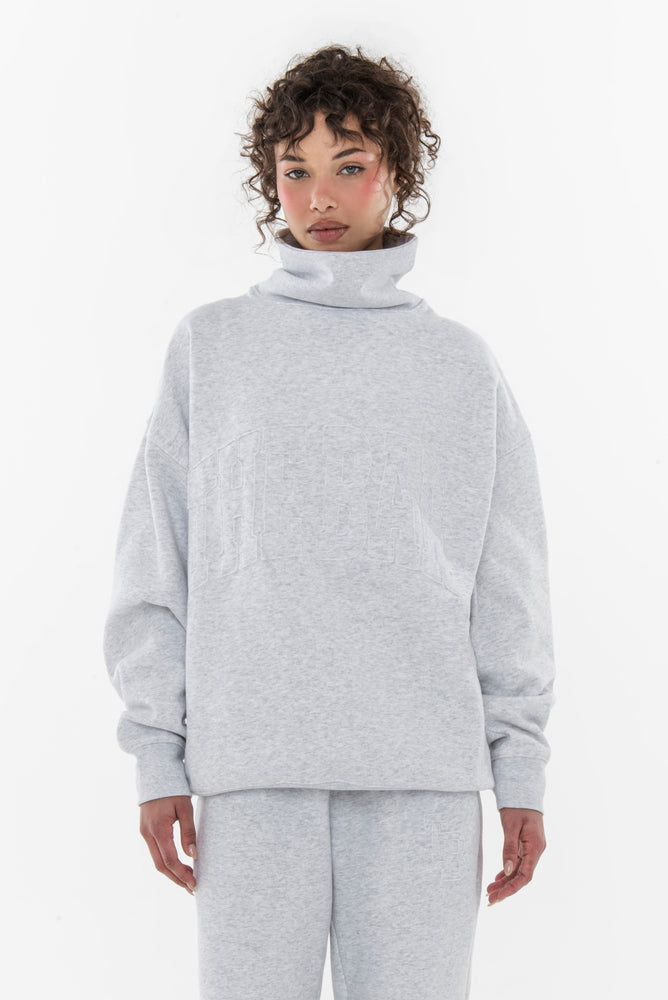 CHARLES HIGHEST NECK HERITAGE SWEATSHIRT LT HEATHER GREY – The Bar