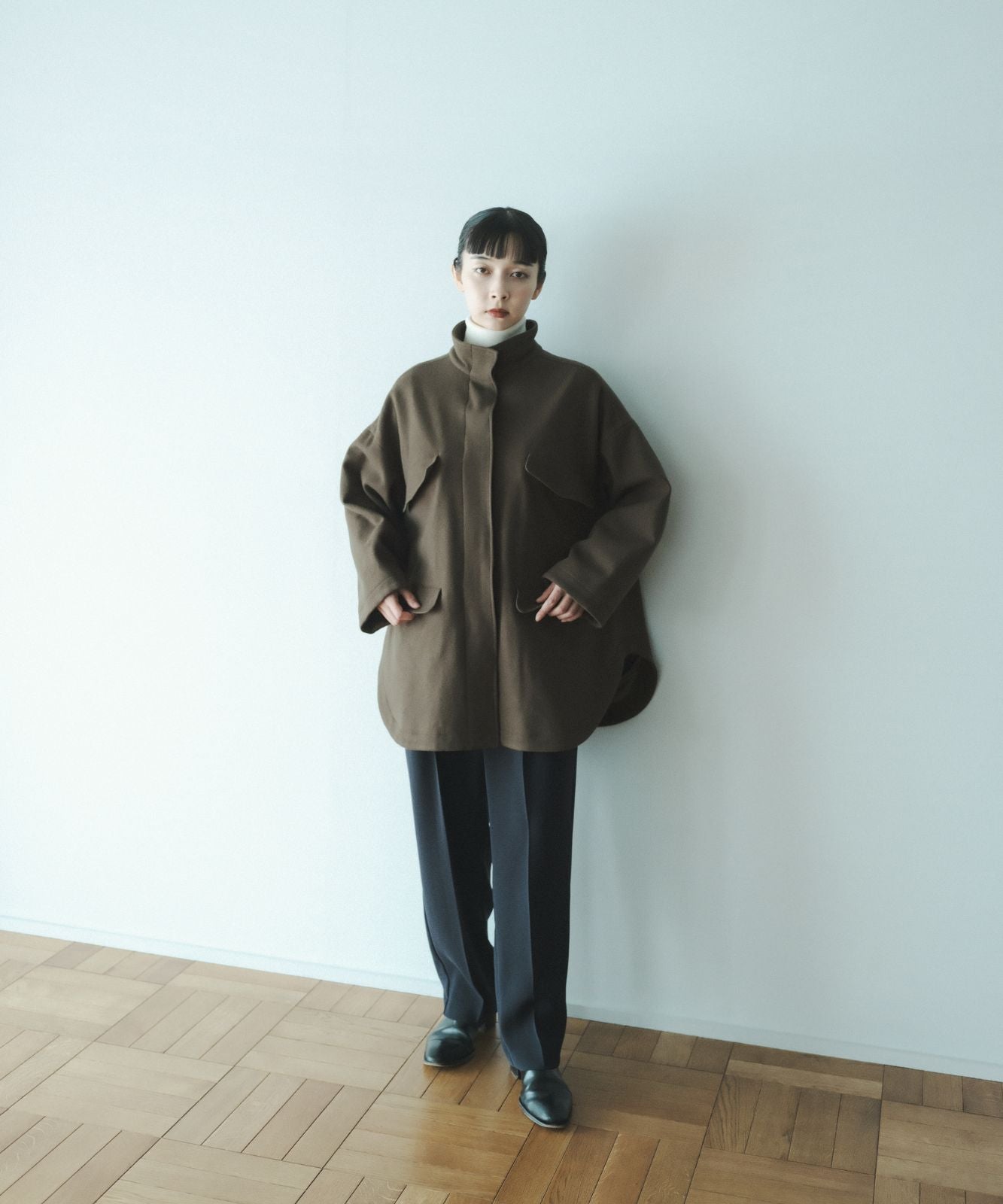 ≪通常販売≫melton stand collar half coat（メルトンスタンドカラー
