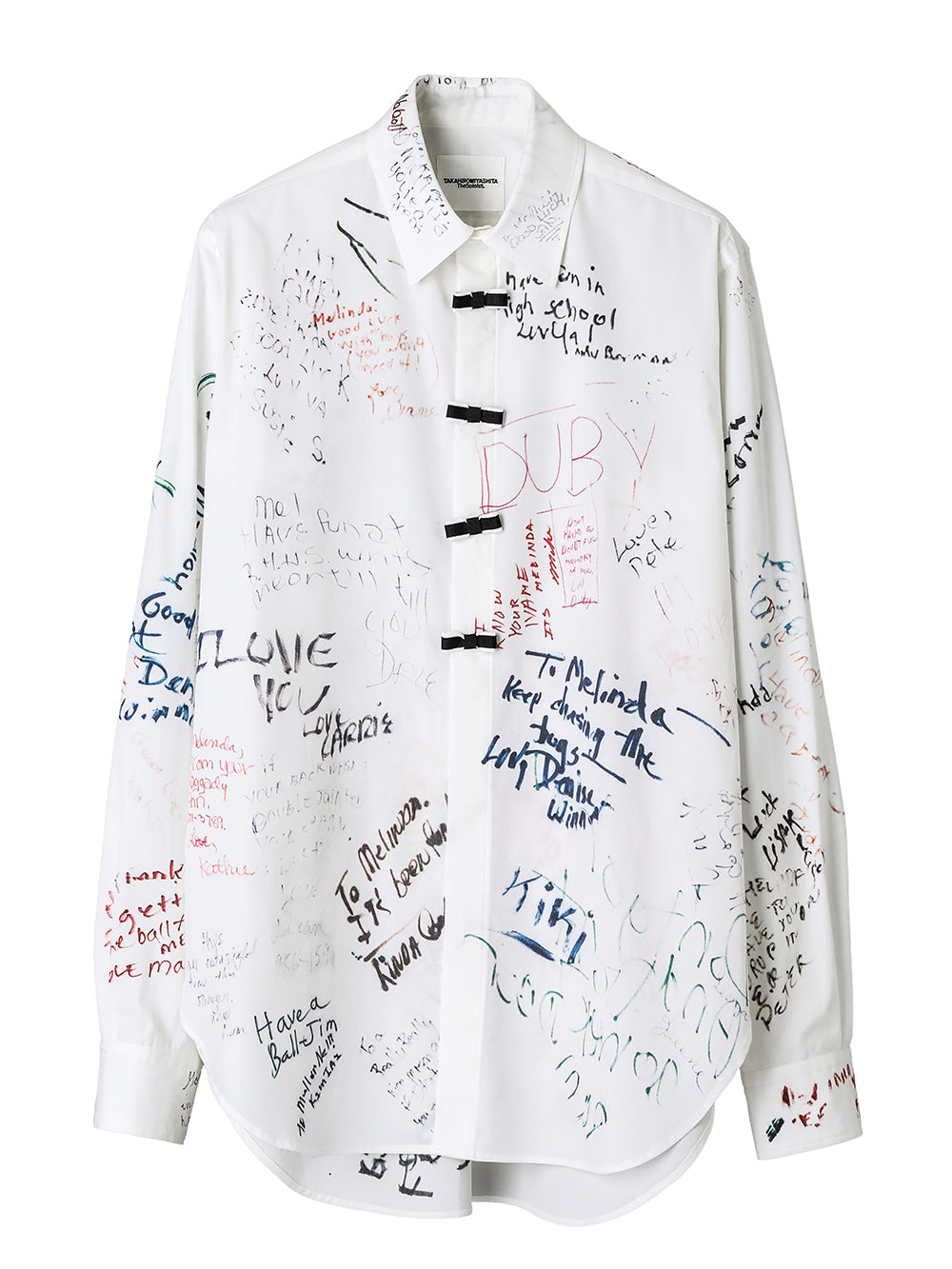 ss.0012AW25-white(graduate print) フライフロントリボンシャツ The