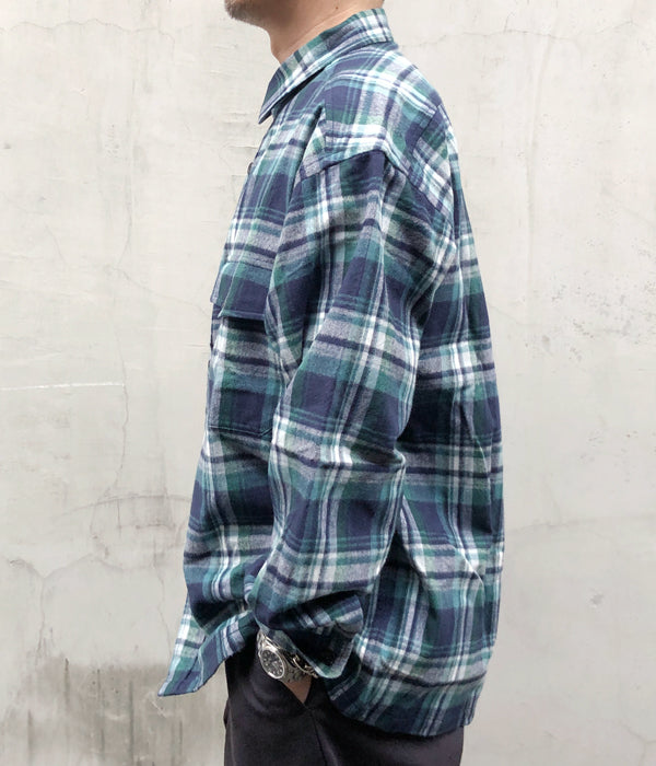 DESCENDANT/VANNING PLAID LS SHIRT (GREEN)