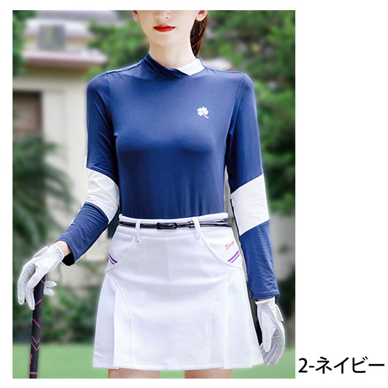 ゴルフウェア レディース ゴルフ モックネック ポロシャツ ハイネック