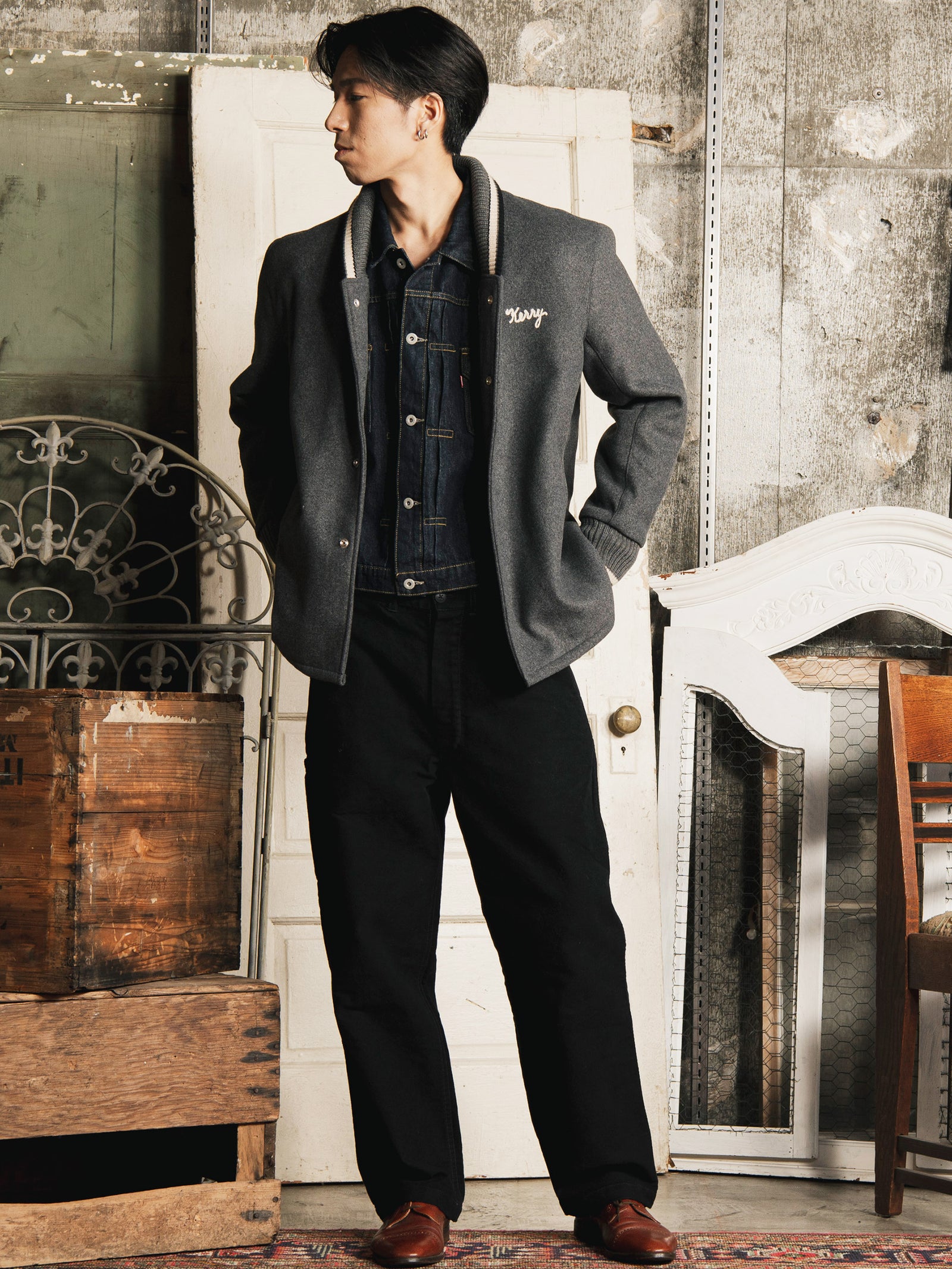 2色展開】Backers 刺繍入り カークラブコートタイプ ジャケット – 古着