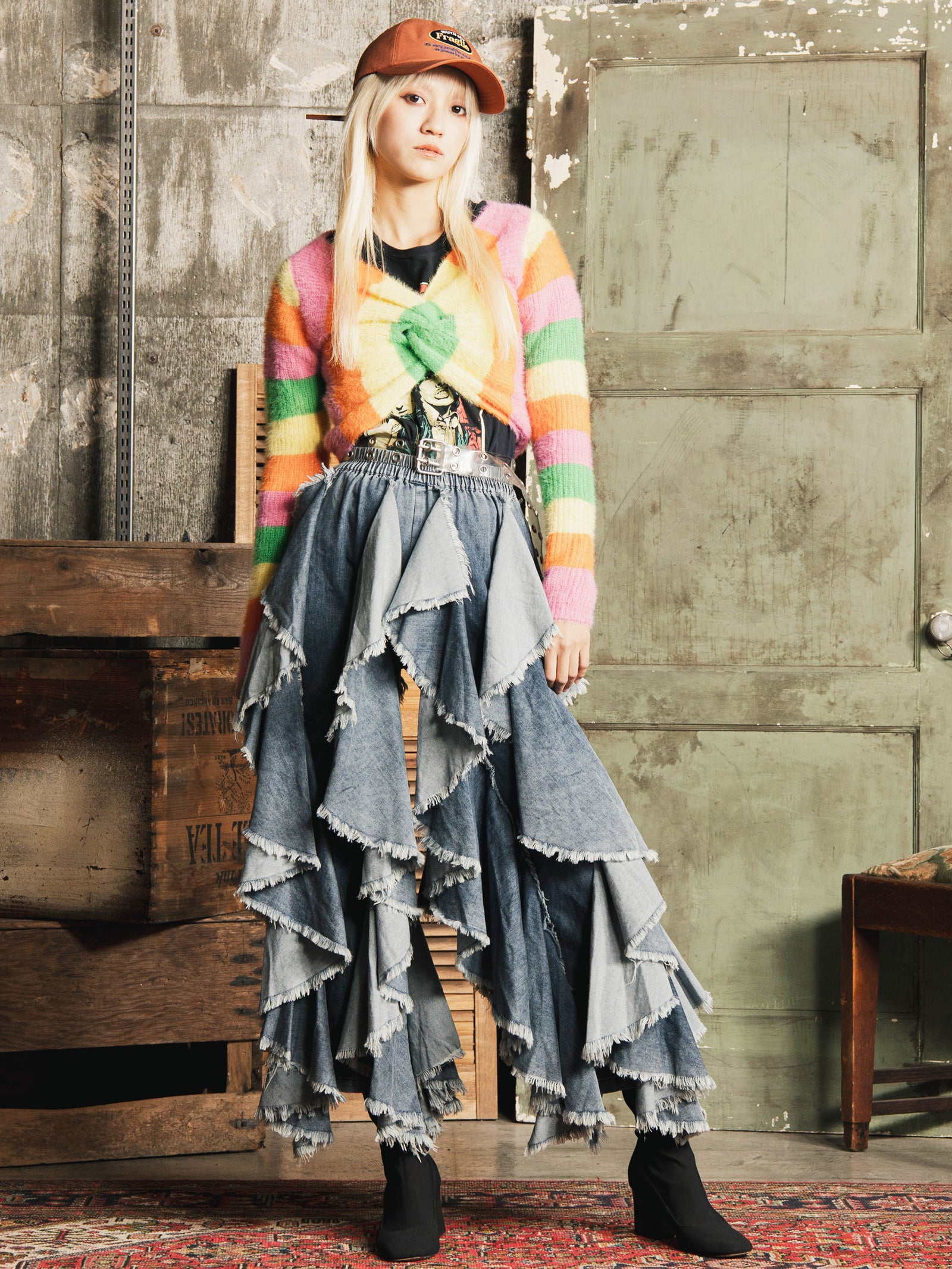 3色展開】 スパイラルフリル デニムパンツ – 古着屋Top of the Hillの