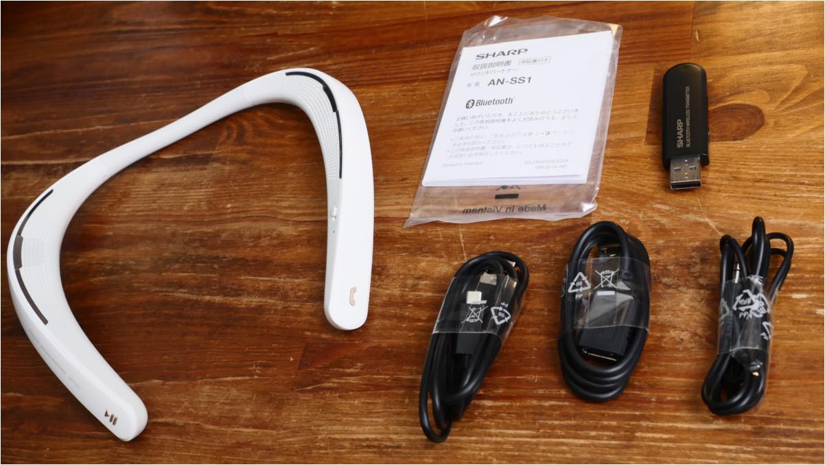 AQUOSサウンドパートナーAN-SS1レビュー】88gの軽量ネックスピーカーで