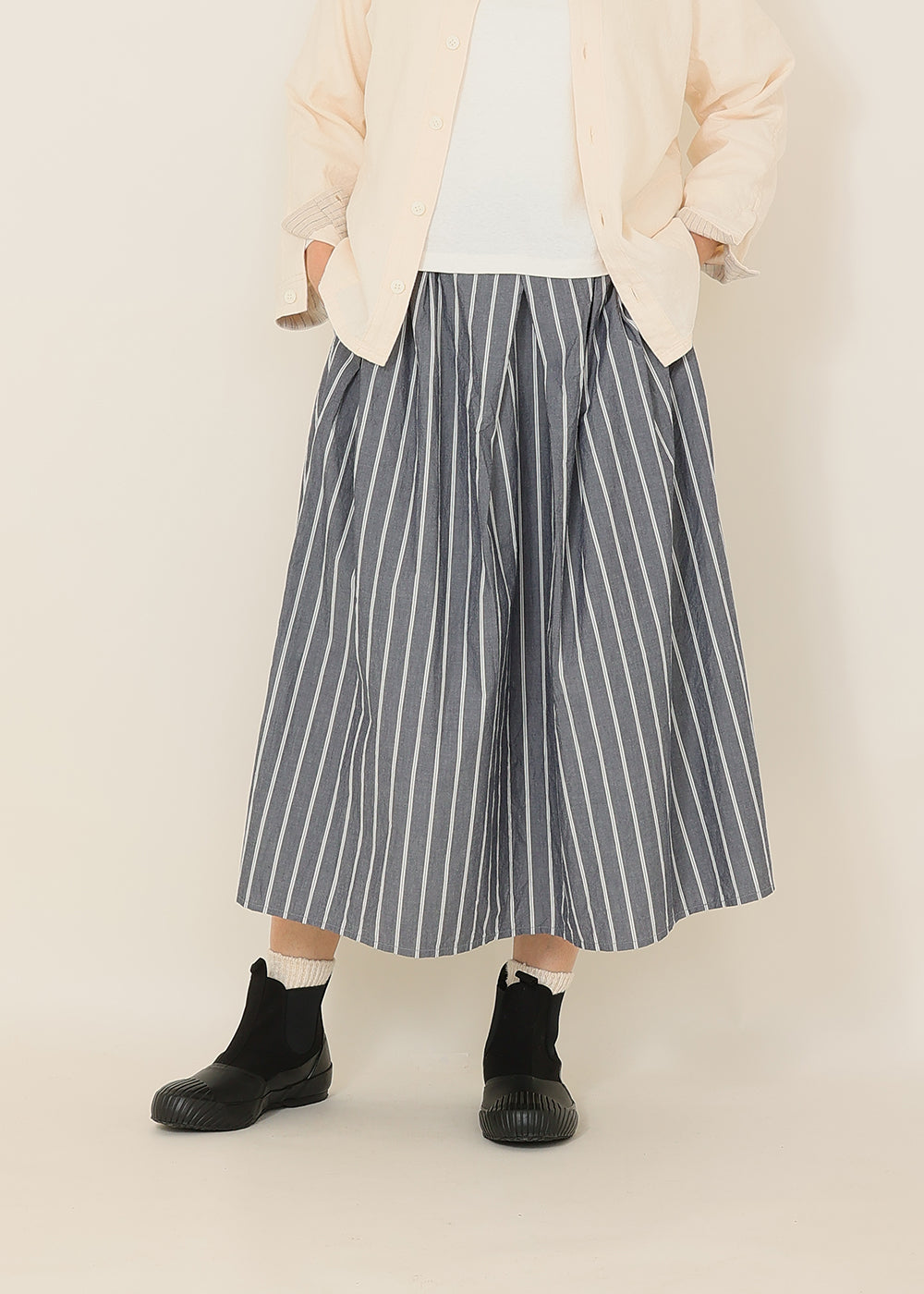 オーガニック ストライプ タックスカート│to touch