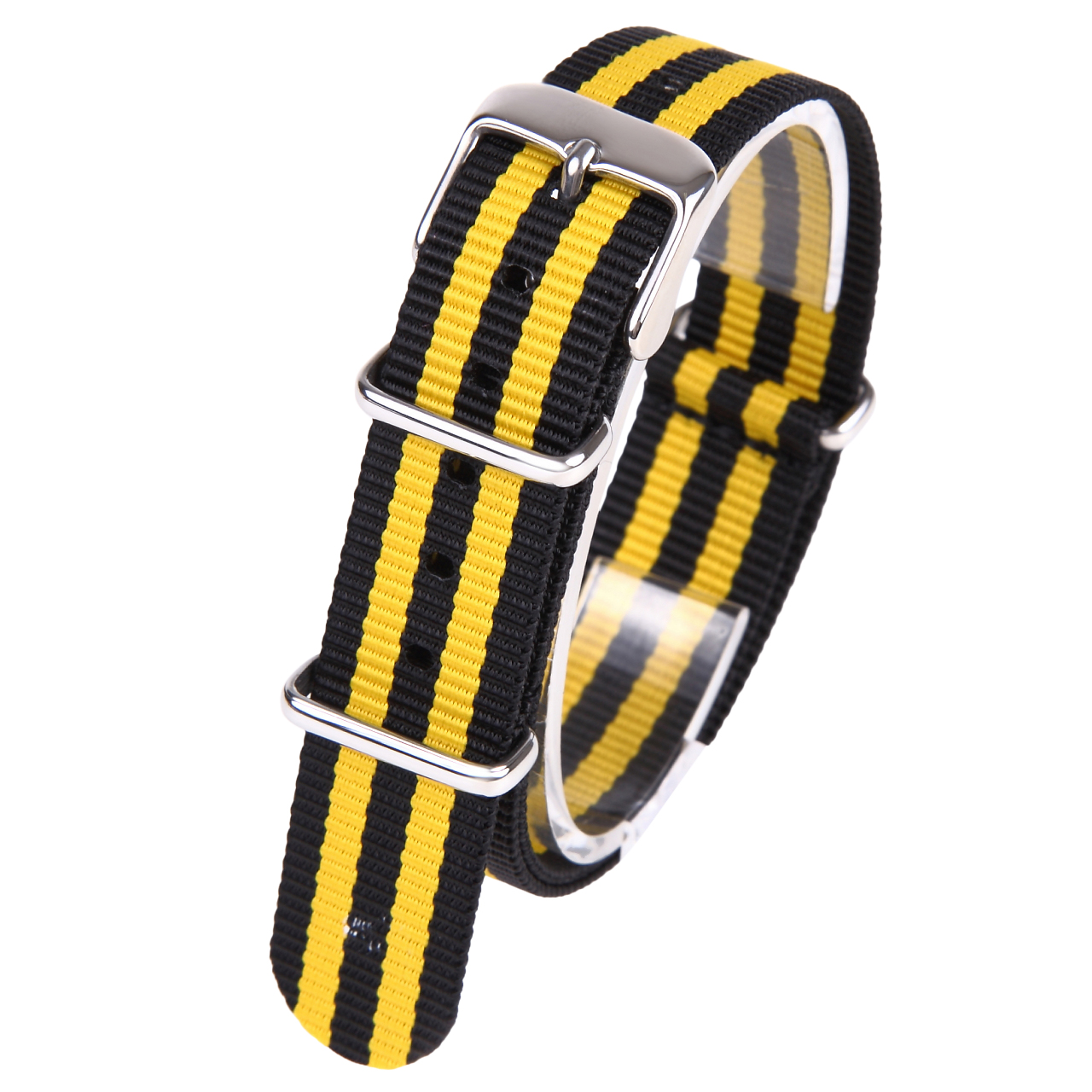 楽天市場】NATOベルト18mm ブラックイエロー シルバー尾錠 NATMK 時計