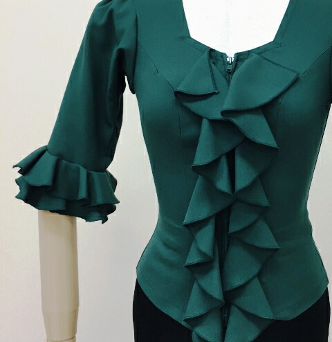 楽天市場】フラメンコ衣装 ブラウス モスグリーンブラウス全20色 前