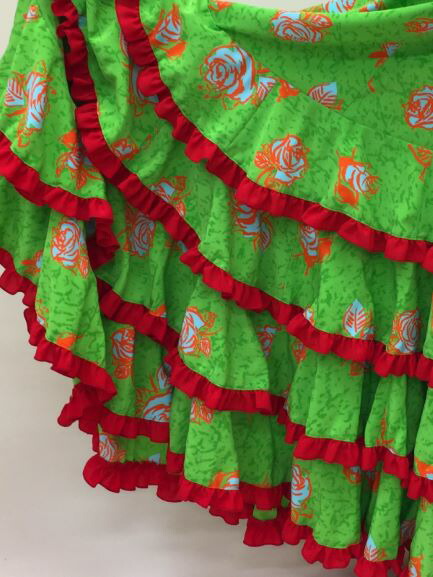 楽天市場】フラメンコ衣装 スカート ファルダ フリル 花柄 グリーン 緑