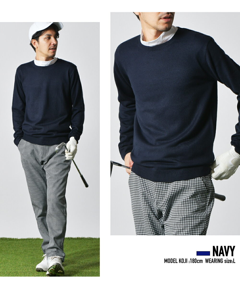 最新作 devereux golf ニットセーター チェッカー クルーネック 最新作