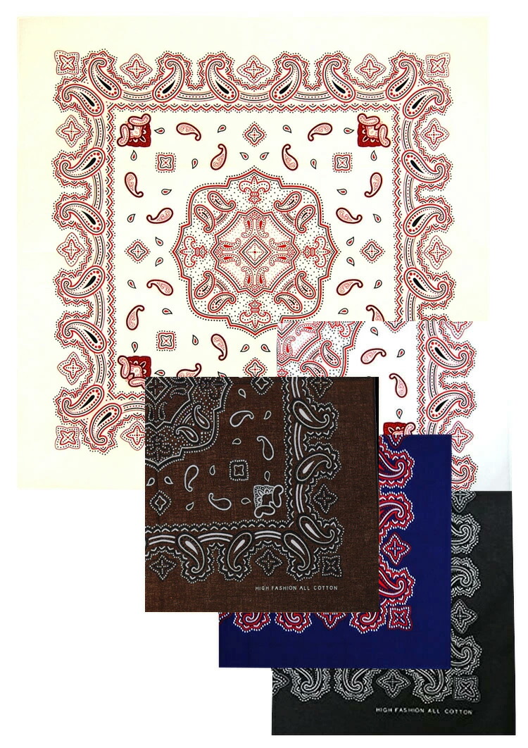 楽天市場】バンダナ・ペイズリー柄5枚セット 日本製 綿100％ オリーブ