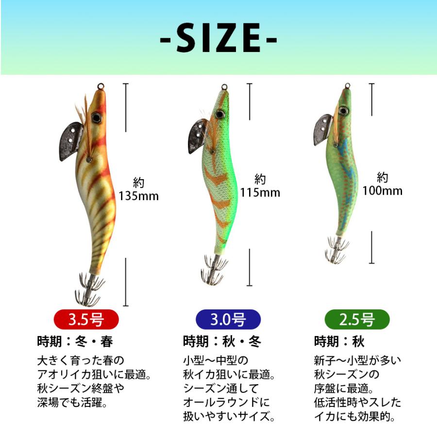 楽天市場】エギ 10本 セット エギング 2.5号 3号 3.5号 ケース付