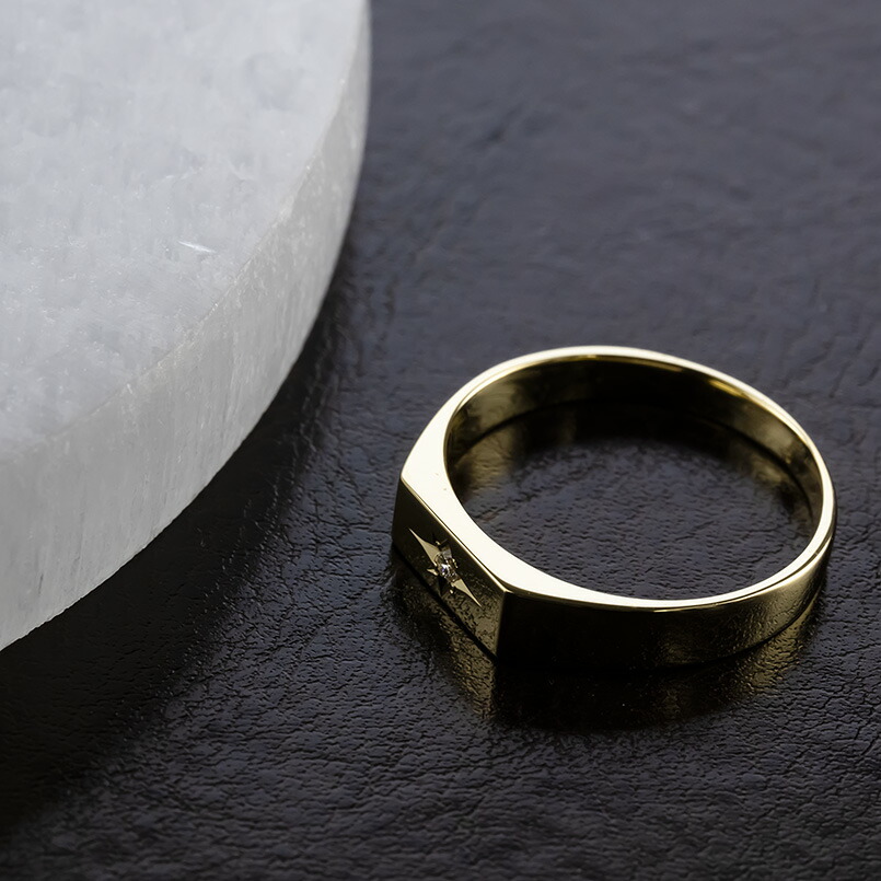 楽天市場】18金 印台 リング メンズ K18 指輪 シグネットリング