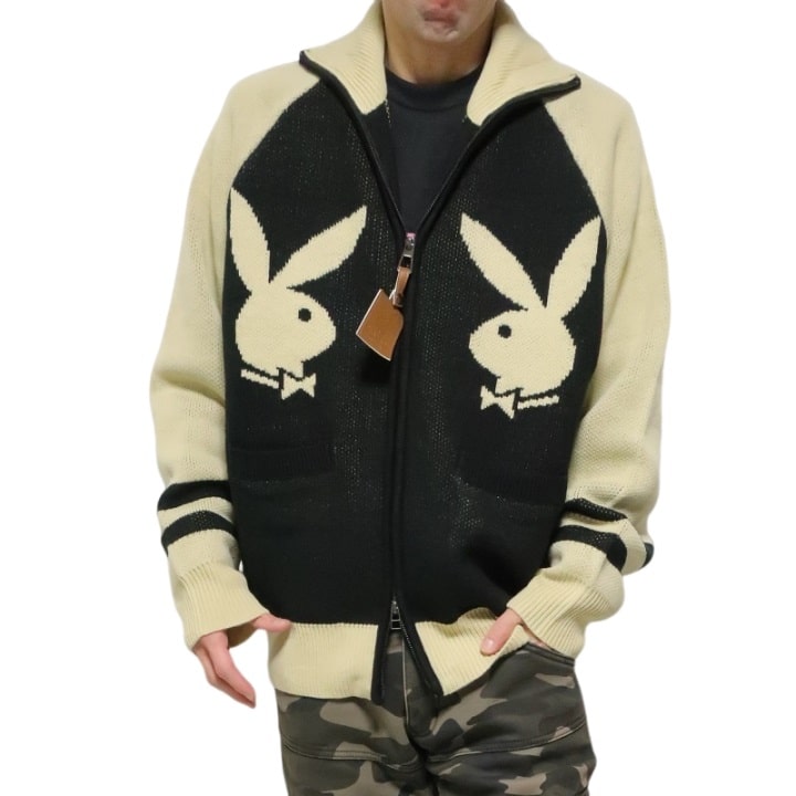 楽天市場】PLAYBOY/プレイボーイ ニット/ジャケット ジップアップ