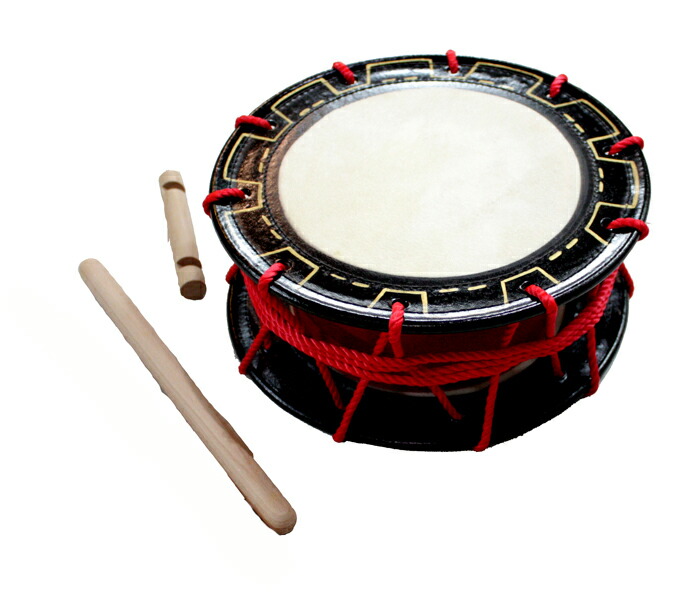 楽天市場】エイサー用締め太鼓(特小) 水牛皮 直径18cm バチ1本・くさび