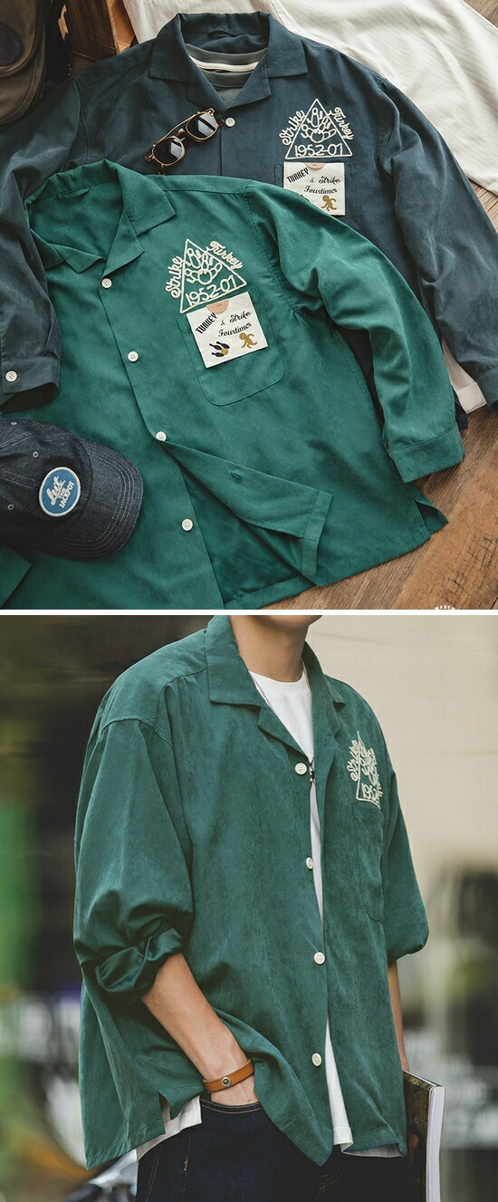 楽天市場】メンズ 長袖シャツミリタリー ワークシャツボーリングシャツ