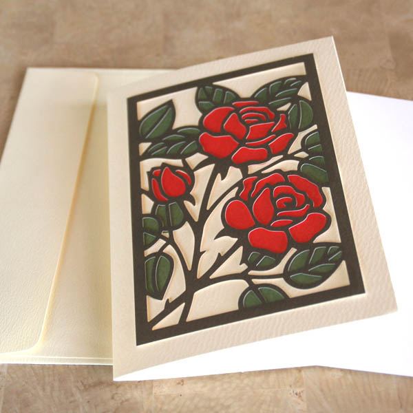 楽天市場】和風多目的アートカード「バラ」竹内一永切り絵「真紅の薔薇