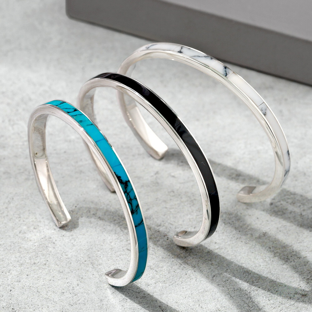 楽天市場】Binich(ビニッチ) 天然石 ライン バングル シルバー925