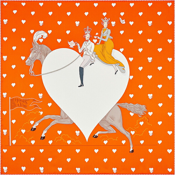 楽天市場】エルメス スカーフ カレ 70 ティータイム ハート ブルー