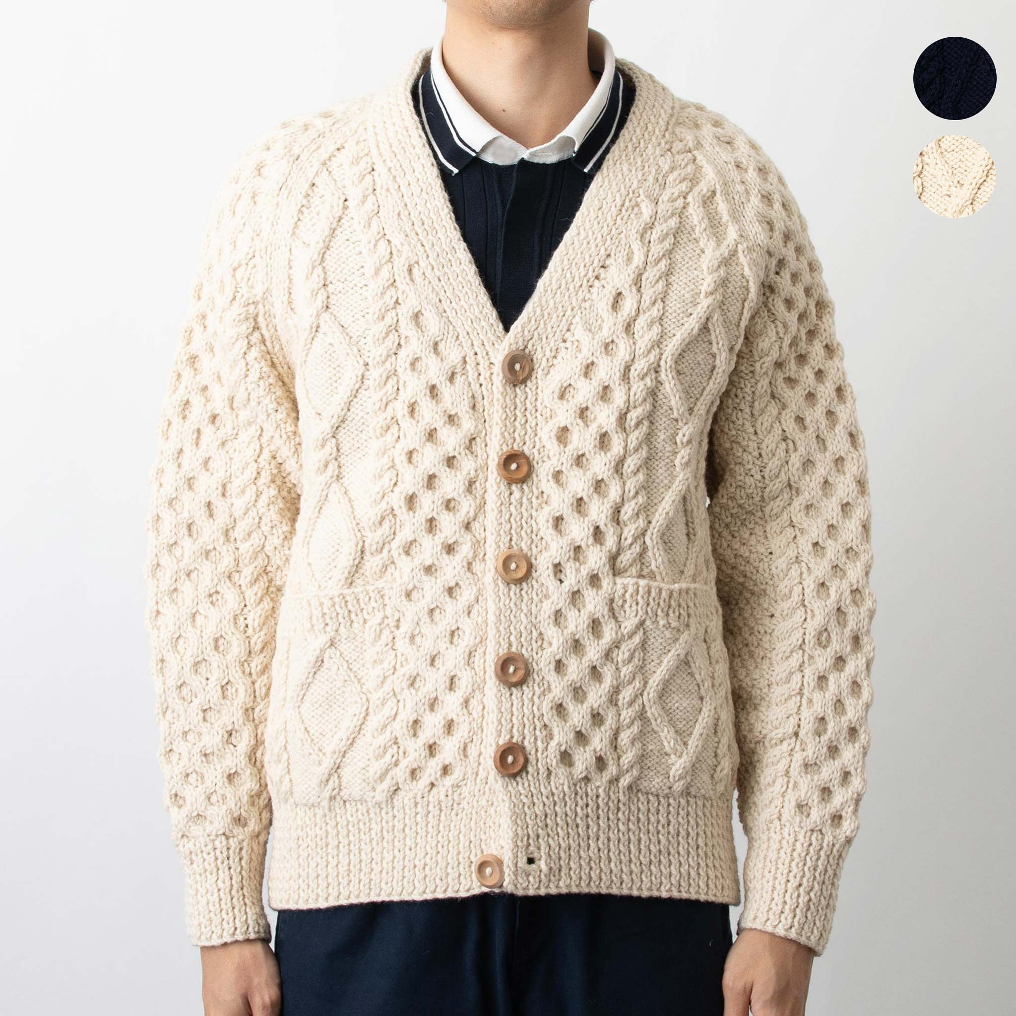楽天市場】インバーアラン INVERALLAN 長袖ニットカーディガン ARAN V