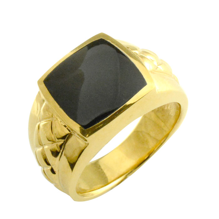 楽天市場】k18 リング オニキス イエローゴールド 指輪 18金 印台