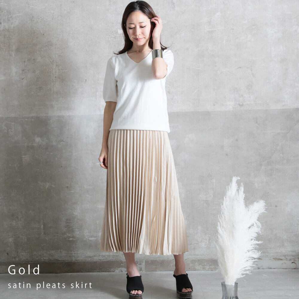 楽天市場】＜半額クーポンで3490円!＞即納 プリーツスカート サテン