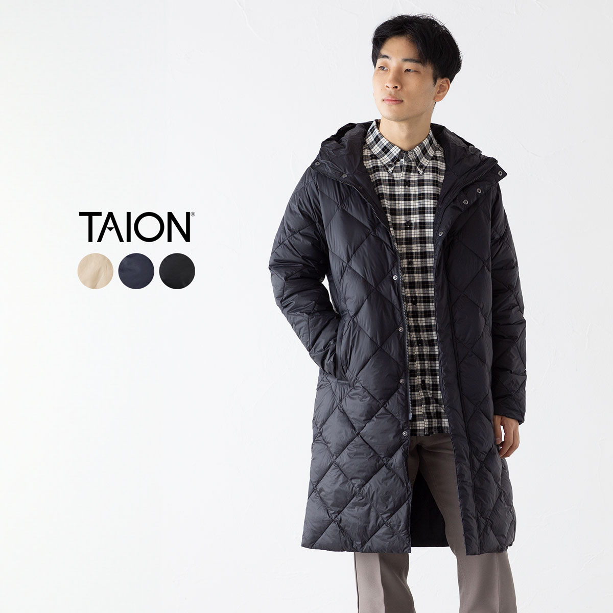 楽天市場】タイオン シティ フード ロング ダウン ジャケット TAION