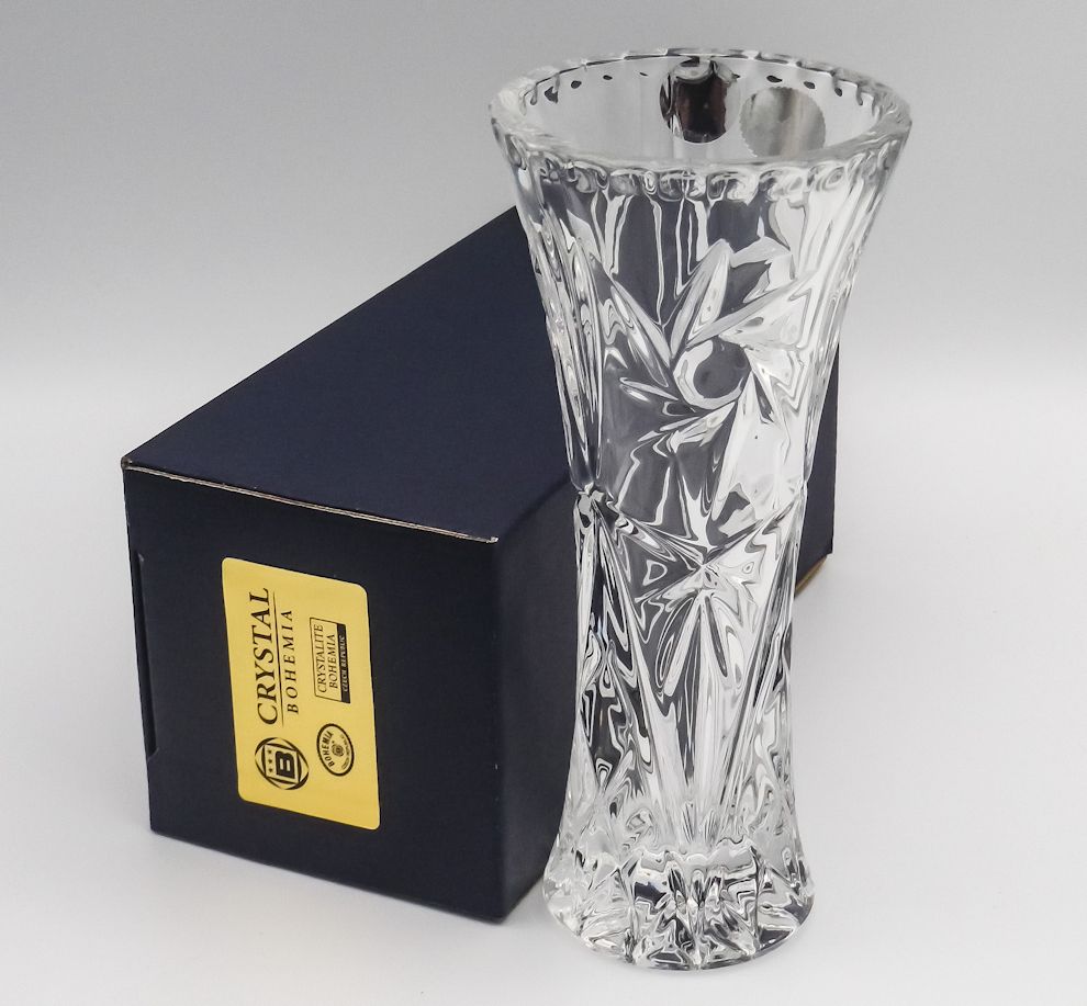 楽天市場】ボヘミアングラス クリスタル花瓶 「風車」15cm