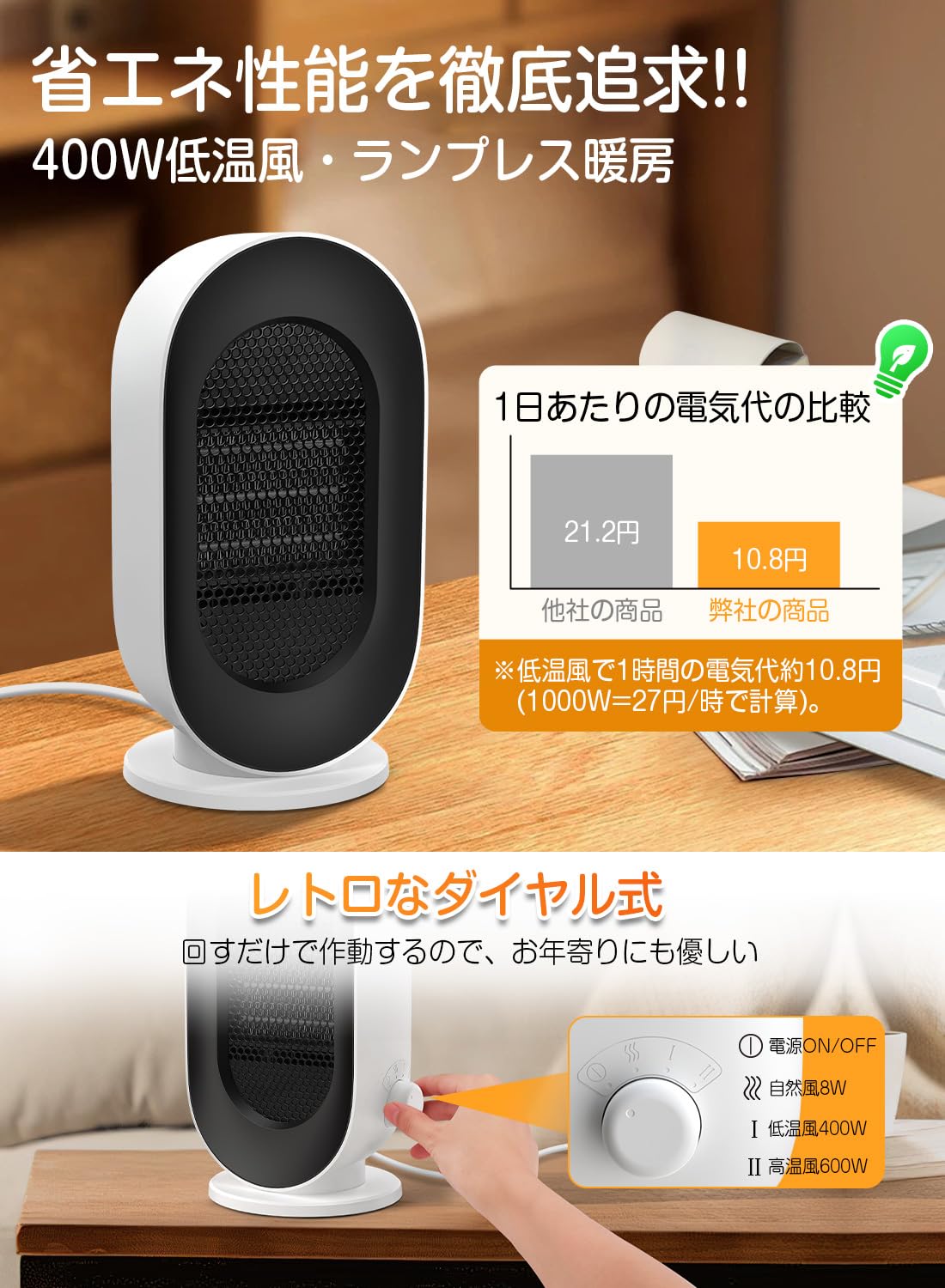 楽天市場】ヒーター 小型 省エネ 足元 デスク下 【2024最新ランプレス