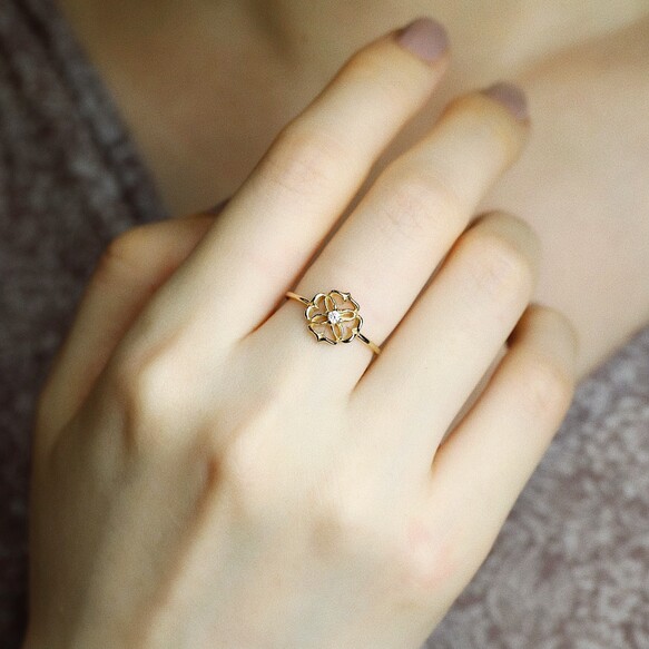 楽天市場】〈18金〉選べる誕生石のレース透かしリング K18 18K 18金