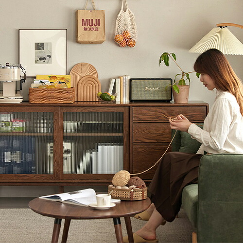 楽天市場】キャビネット 食器棚 ガラス戸 リビングボード チェスト