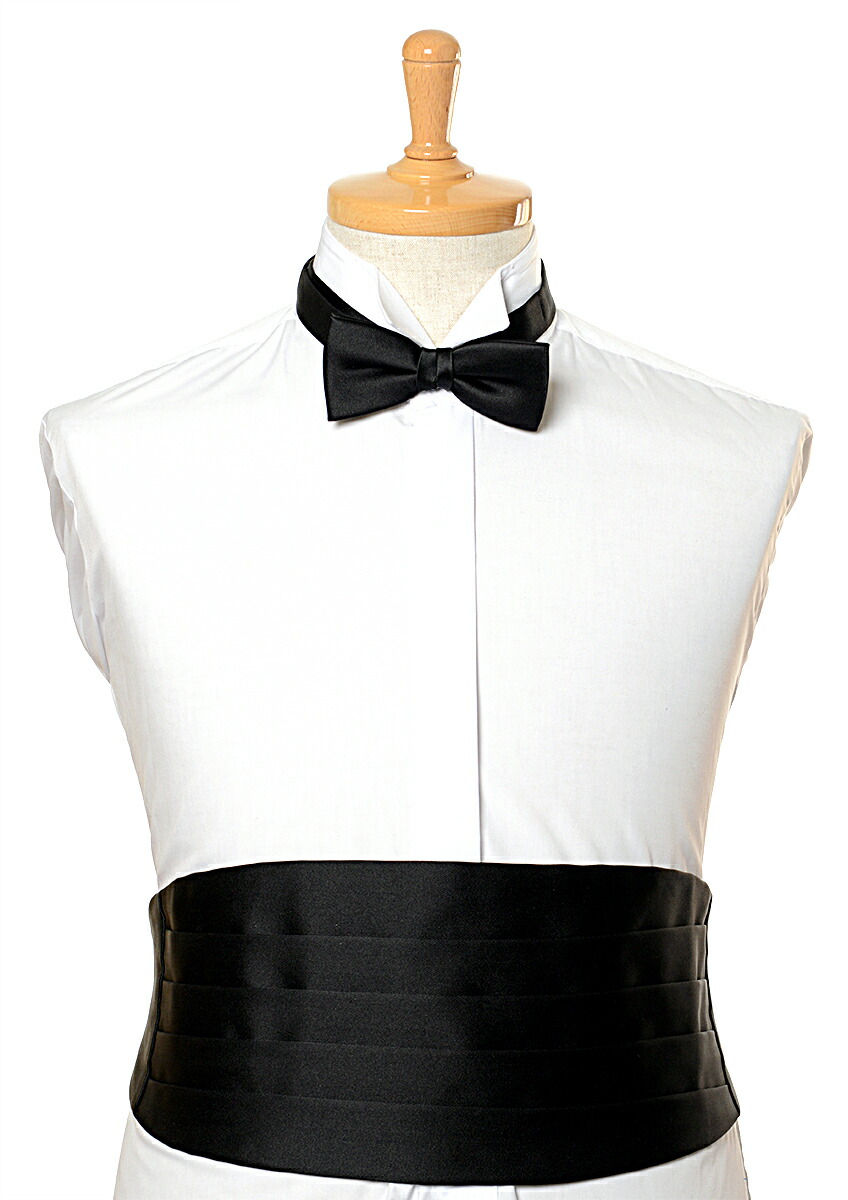 楽天市場】日本製カマーバンド&蝶ネクタイセット ブラック 本絹拝絹地