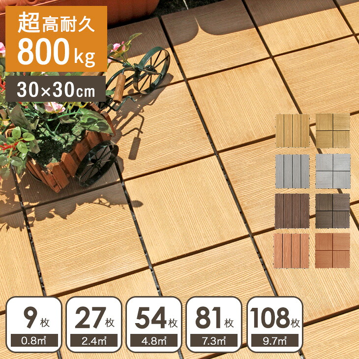 楽天市場】超高耐久800kg 人工木 ウッドパネル 天然木粉 9枚 27枚 54枚