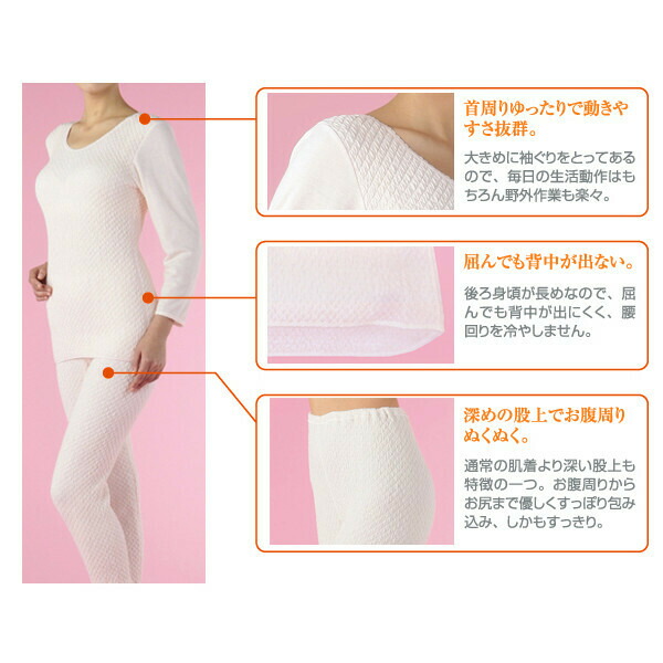 楽天市場】ひだまり極 婦人用 8分袖インナー 健康肌着 汗冷えしにくい