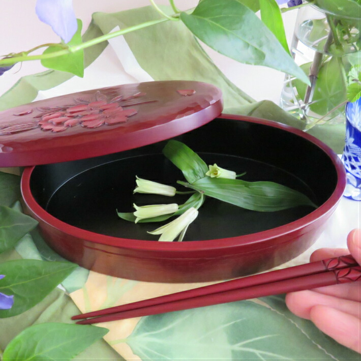 楽天市場】鎌倉彫 弁当箱 小判型 キッチン用品 食器 木製 漆塗り 桜