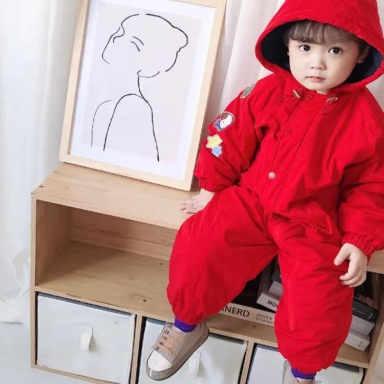 mont-bell 子供用ジャンプスーツ スノーウェア100 赤 モンベル 子ども