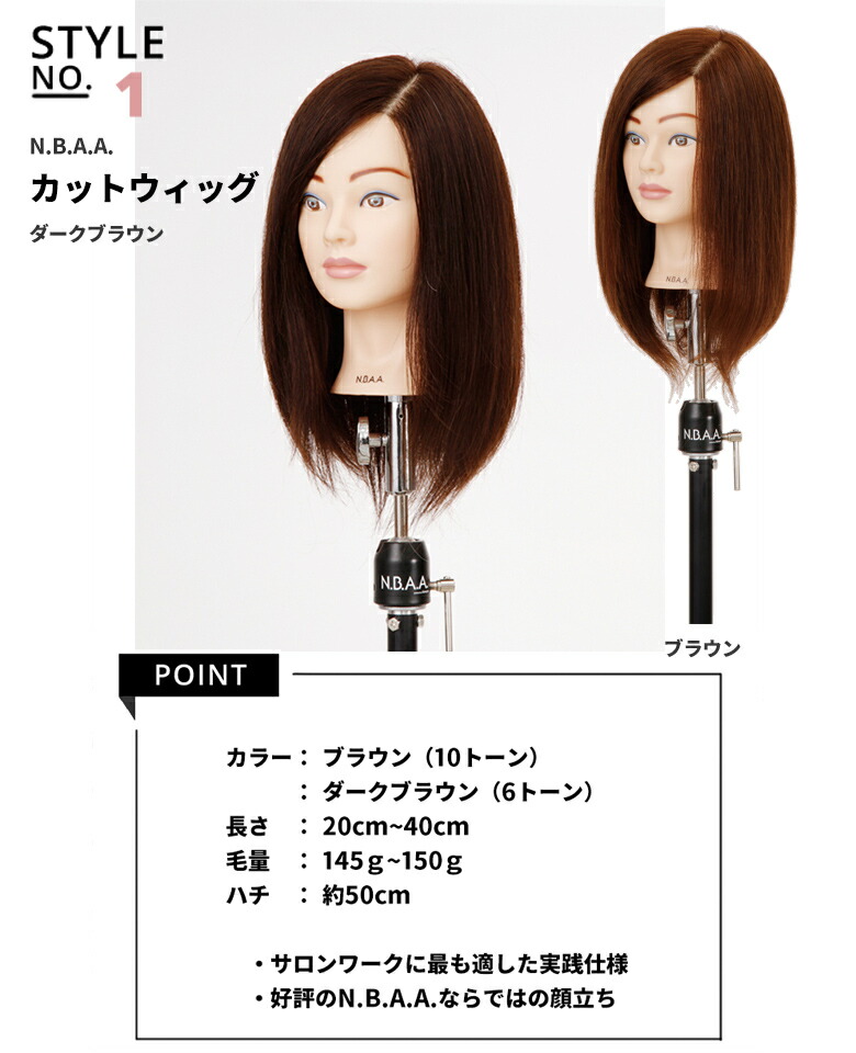 楽天市場】N.B.A.A アップウィッグ2【ブラウン】人毛100％ 練習用