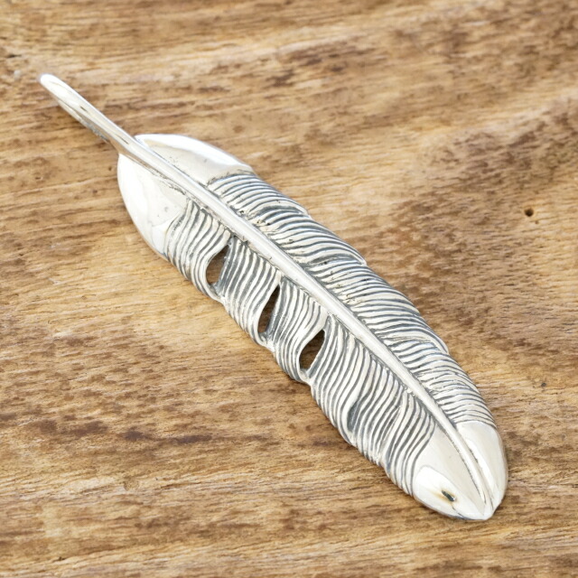 楽天市場】ラージ フェザーペンダント ネックレス メンズ特大 シルバー