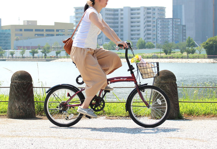 楽天市場】折りたたみ自転車 20 インチ 6段変速 カギ ライト かご