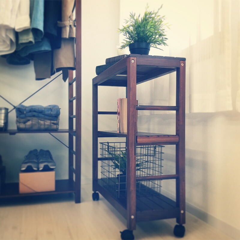 楽天市場】【6ヶ月保証付】キッチンワゴン 幅70 天然木製ラック 奥行25