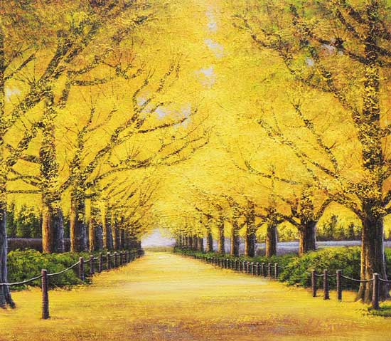 楽天市場】絵画 油絵 神宮外苑いちょう並木 F30号 （木村由記夫） 送料