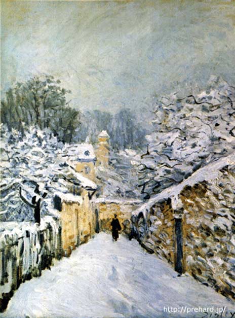 楽天市場】シスレー 絵画 ルーヴシェンヌの雪 F6号 送料無料 【複製