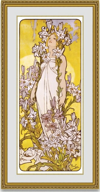 楽天市場】【送料無料】絵画□ミュシャ□百合□選べる額縁□額装込