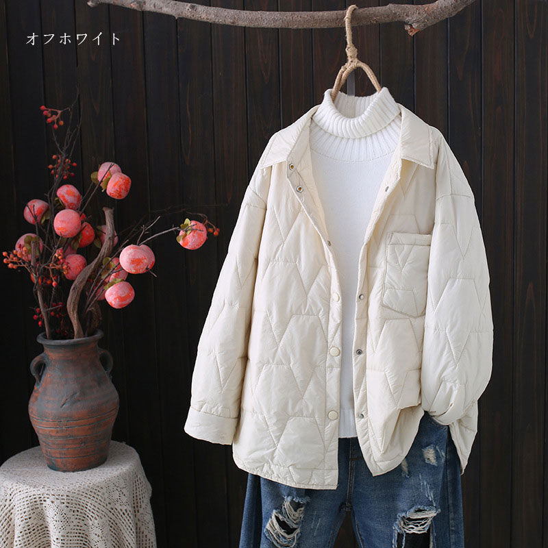 楽天市場】キルティング ジャケット 中綿 襟 付き キルティング