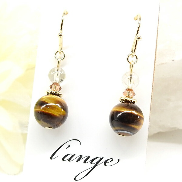 楽天市場】ピアス 天然石 タイガーアイ 8mm ルチルクォーツ 樹脂ピアス